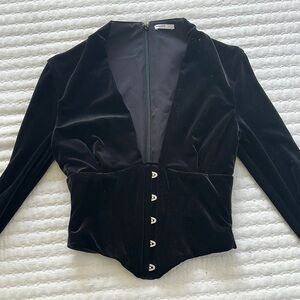HOUSE OF CB LEONORA BLACK VELVET CORSET TOP